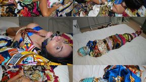 Sarah wild, dreaming about sensual scarf bondage, hogtied, gagged an scarf mummified (mp4)