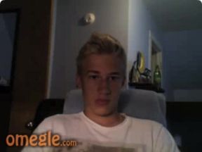 Homosexual Gang: Uncircumcised Blonde Drains Smoothly-shaven Crotch Hard-on
