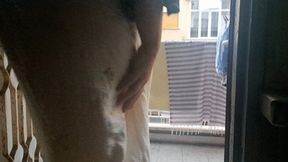 DESPERATE PEEING ON THE BALCONY