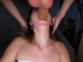 Small-titted babe gets a huge throatpie after an intense blowjob