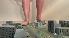 D1 mega squashes tinies as they try escape building .