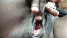 Playing With Wet Juicy Ebony Pussy In The Backseat