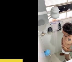 Twink's white soaked underwear ruined by cum