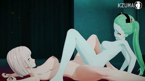 lucy e rebecca se pegando gostoso colando o velcro - anime hentai 3d sem censura