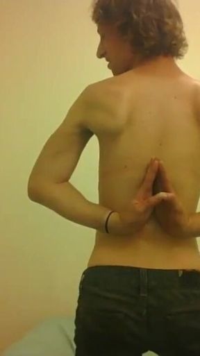 Topless Transgirl Surprised at Her Own Flexibility