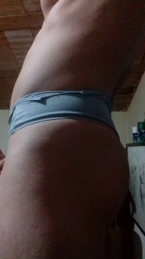 Sexy man masturbation with fruct