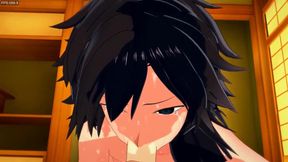 Kimetsu No Yaiba Yaoi - Tomioka Blowjob and Anal Sex with Uzui