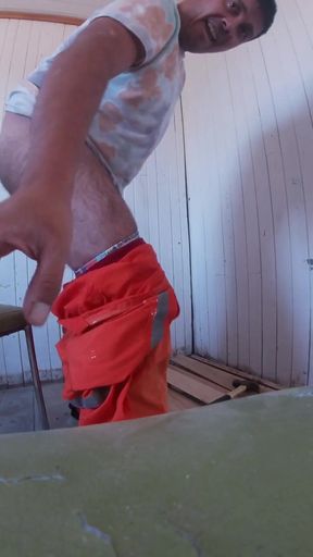 Powerful moment from "Real Construction Worker Gets Dirty: Sweaty Overalls, Rough Tools &amp; Solo Release (15 Min HD"