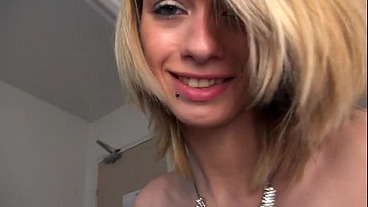 Sugar Daddy takes a skinny hitcher girl with very flat tits home to have some fun