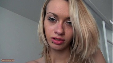 Sugar Daddy takes a skinny hitcher girl with very flat tits home to have some fun