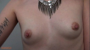 Sugar Daddy takes a skinny hitcher girl with very flat tits home to have some fun