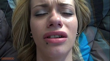 Sugar Daddy takes a skinny hitcher girl with very flat tits home to have some fun