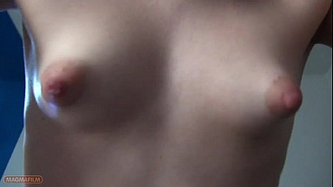 Sugar Daddy takes a skinny hitcher girl with very flat tits home to have some fun