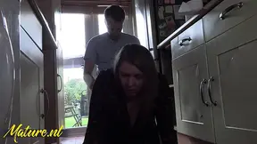 Horny stepson takes advantage of his curvy, mature stepmom while she's