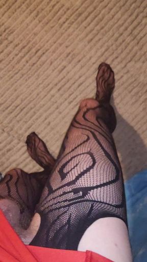Teasing My Fishnet Stocking