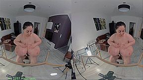 VR180 3D - Alice's Big Breasts on a Glass Table (Clip No 2297 - 4K mp4 version)