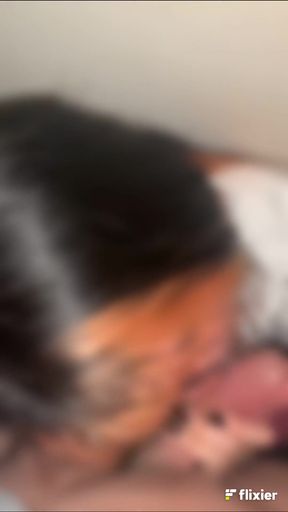Teen Filipina with big tits gives a cute blowjob