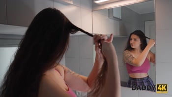 DADDY4K. She went into her Boyfriend's Daddy's room to say goodnight and have sex