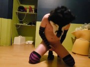 Femboy Husky trying to take XL Chance and cum with ass creampie