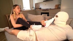 He licked and sniffed my sneakers, my slave!