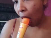 She loves to lick and suck icecream