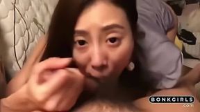 Brunette Asian Amateur Gives Blowjob