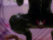 Latex sissy in chastity training