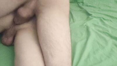 Amateur twink shoves his phallus deep down roommate's tight ass