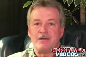 Older hairy man does solo interview and masturbates on cam