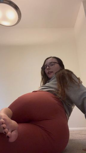 Worshipping My fat ass & bare feet in My tight pink pants