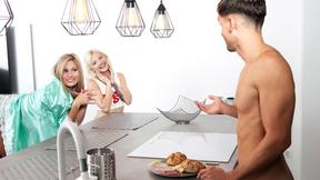 ”Tiny boobs blonde steals teen stepsisters Boyfriend & has a threesome”