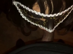 Crossdresser slut sucking black cock POV