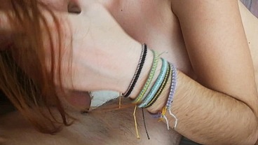 Rica mamada a lametazos con follada enseñando culo y corrida en sus tetas