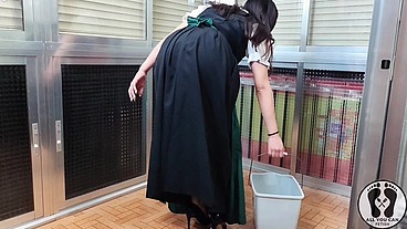 BAVARIAN FANTASY - LATINA IN DIRNDL WET AND MESSY CLEANING THE HOUSE