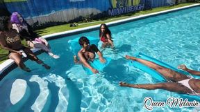 PEGGING TRAIN POOL PARTY - 6 dicks, 1 hole, and one lit ass pool party
