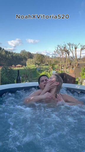 Outdoor Sex with a Hot Blonde MILF in a Hot Tub - Jacuzzi