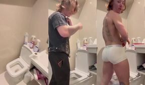 Bricked up and busting in the storage cupboard big dick jerked raw