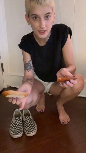 Preparing the dirty foot bread to feed to my sub later