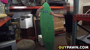 Handsome surfer photoshooting before spitroast in POV