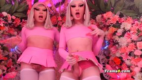 Two Hot Futanaris Stroking And Teasing On Cam