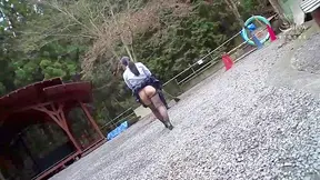 Japanese Whore Slave Receives Public Humiliating Enema in Forest