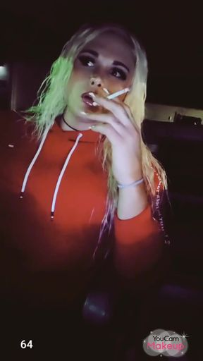 Hot Tranny Smoking 120's in Public