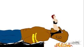 Hentai GF dominates giant bondaged titan