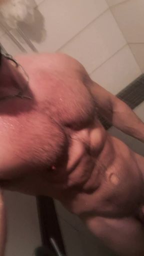 Daddy shower after hard gym session