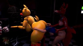 Stuffed into animatronic by a cum hungry futa while getting anal vored raw