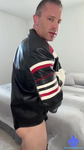Leather Jacket Stepdaddy Stroke and CEI Solo