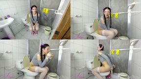 JOI Bathroom Long real toilet Farts , Latex Gloves and Humiliation copy