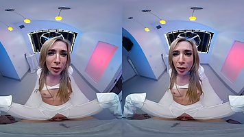 Aiden Ashley is wearing Emma Frost costume while getting fucked hard, in a VR style