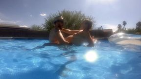 I get wet and wild outside by the pool while my belly grows, darling, and so do the desires