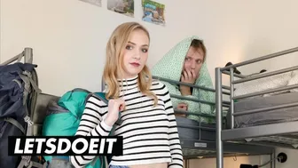Blonde Bombshell Jenny Wild Fucks Stranger in Hostel Room Adventure
